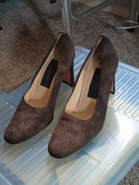 Women's Brown Suede High Heel Pumps - Classic Dress Shoe
